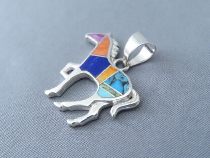 Inlaid Multi-Color Horse Pendant (Medium-Size)