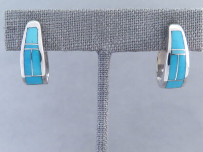 Turquoise Inlay Earrings (Huggies)