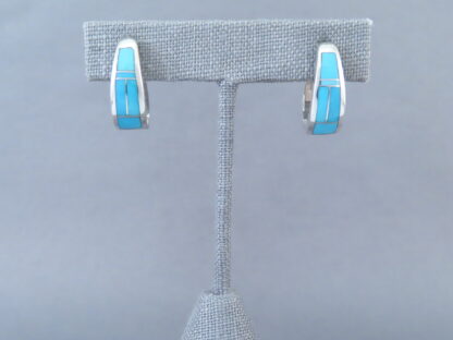 Turquoise Inlay Earrings (Huggies)