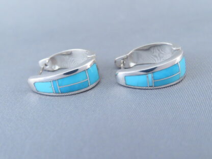 Turquoise Inlay Earrings (Huggies)