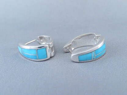 Turquoise Inlay Earrings (Huggies)