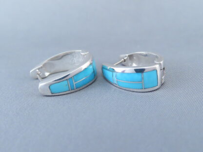 Turquoise Inlay Earrings (Huggies)