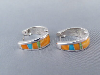 Colorful Multi-Stone Inlay Earrings (Huggies)