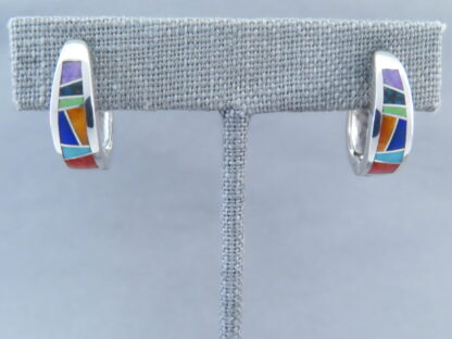 Inlaid Multi-Color Earrings (Smaller Huggies)