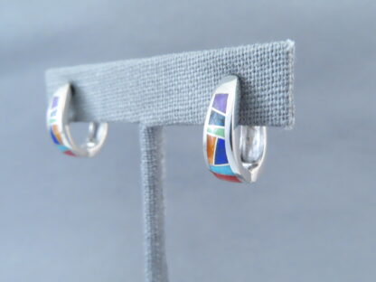 Inlaid Multi-Color Earrings (Smaller Huggies)