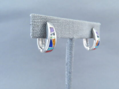 Inlaid Multi-Color Earrings (Smaller Huggies)