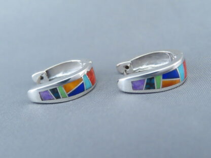 Inlaid Multi-Color Earrings (Smaller Huggies)