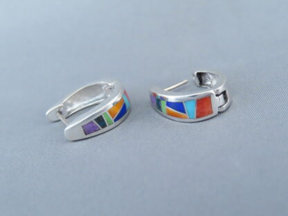 Inlaid Multi-Color Earrings (Smaller Huggies)