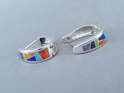 Inlaid Multi-Color Earrings (Smaller Huggies)