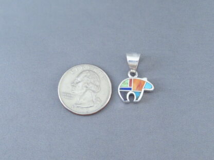 Inlaid Multi-Color Bear Pendant  (small)