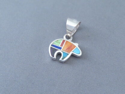 Inlaid Multi-Color Bear Pendant  (small)