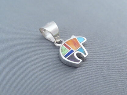 Inlaid Multi-Color Bear Pendant  (small)