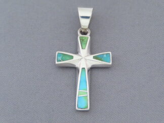 Turquoise Inlay Cross Pendant (with Green Turquoise)