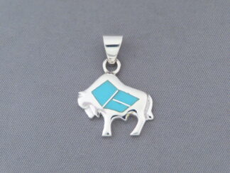 Smaller Bison Pendant with Turquoise Inlay