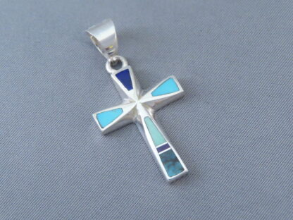 Inlaid Multi-Stone Cross Pendant