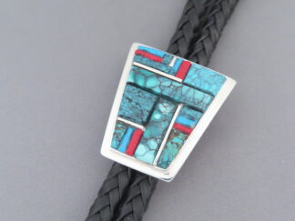 Inlaid Turquoise & Multi-Stone Bolo Tie