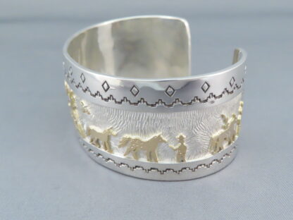 Gold & Silver ‘Storyteller’ Bracelet by Dina Huntinghorse (Large)