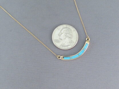 Delicate 14kt Gold Necklace with Turquoise Inlay