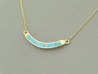 Delicate 14kt Gold Necklace with Turquoise Inlay