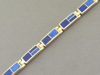 Gold Link Bracelet with Lapis Inlay