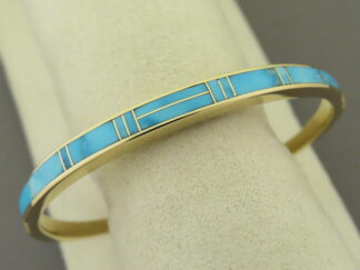 Gold & Turquoise Inlay Cuff Bracelet