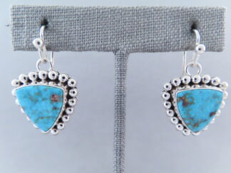 Buy Turquoise Jewelry - Kingman Turquoise Earrings (hooks) by Native American (Navajo) jeweler, Artie Yellowhorse FOR SALE $295-