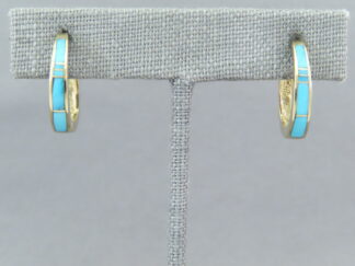 14kt Gold & Turquoise Inlay Earrings (light-weight)