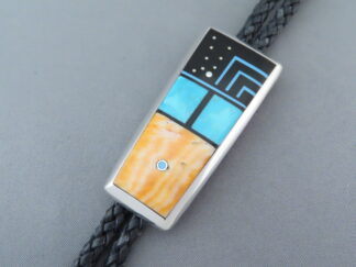 Buy Inlaid Bolo - Multi-Color Inlay Bolo Tie by Navajo Indian jewelry artist, Jimmy Poyer $395- FOR SALE