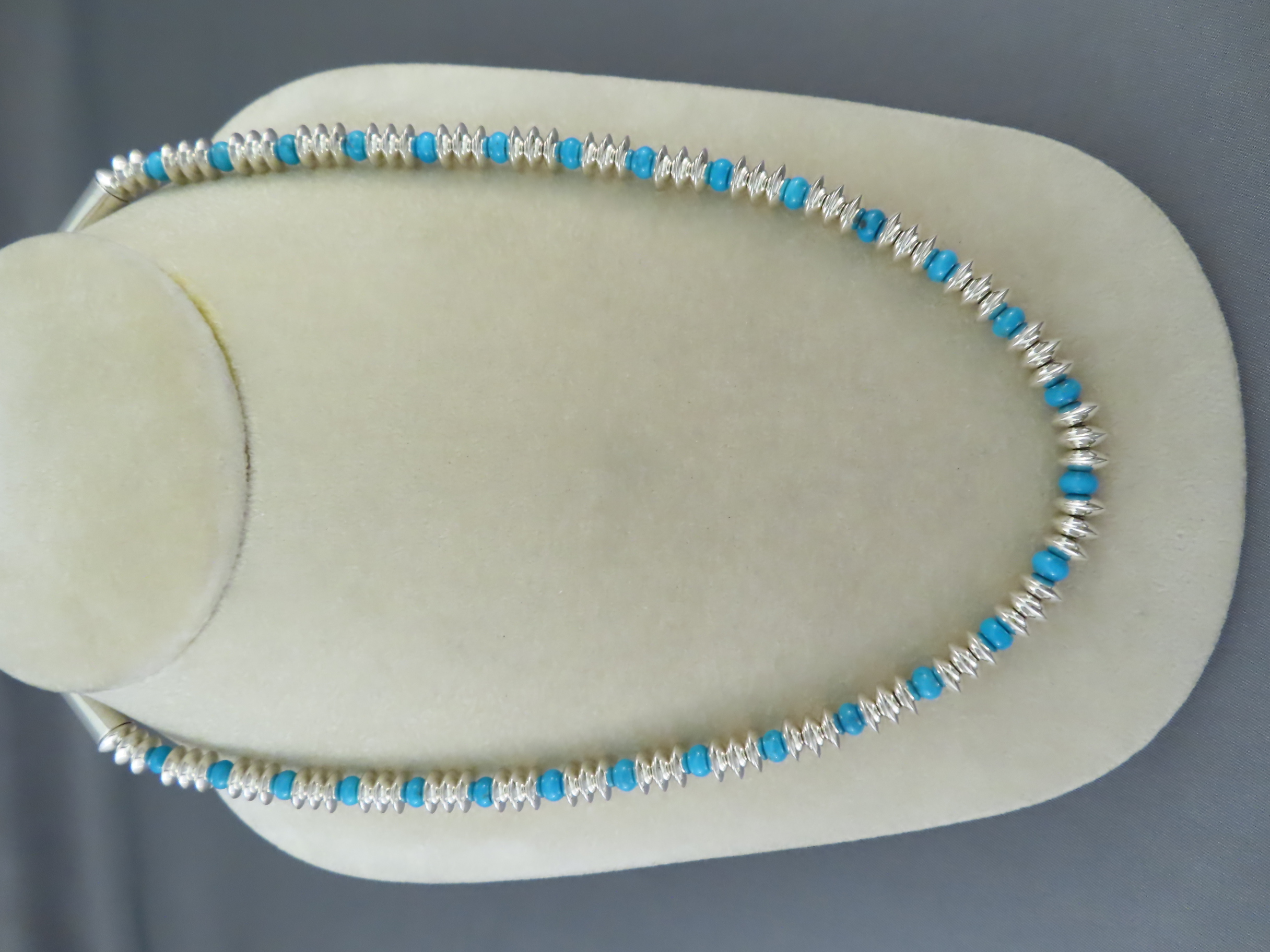 Artie Yellowhorse Sterling Silver Necklace with Sleeping Beauty Turquoise