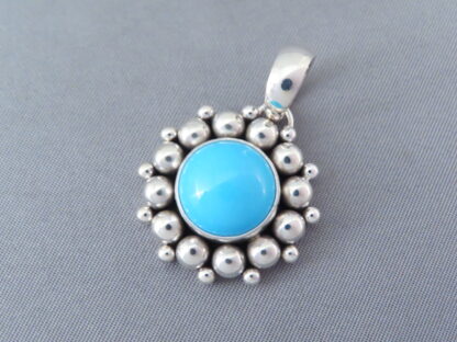 Small Sterling Silver & Sleeping Beauty Turquoise Pendant (Yellowhorse)