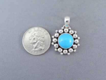 Small Sterling Silver & Sleeping Beauty Turquoise Pendant (Yellowhorse)