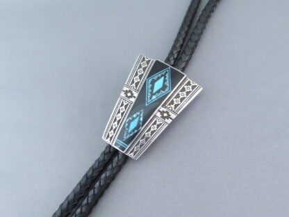 Black Jade & Turquoise Inlay Bolo Tie – FINE INLAY