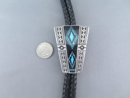 Black Jade & Turquoise Inlay Bolo Tie – FINE INLAY