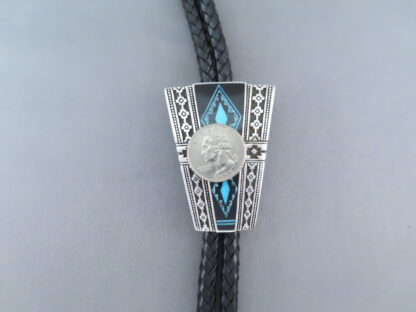 Black Jade & Turquoise Inlay Bolo Tie – FINE INLAY