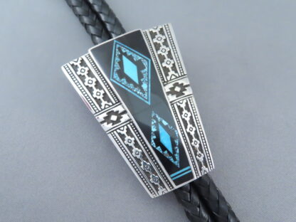 Black Jade & Turquoise Inlay Bolo Tie – FINE INLAY