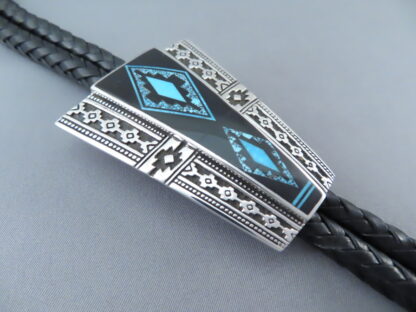 Black Jade & Turquoise Inlay Bolo Tie – FINE INLAY