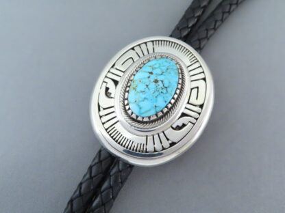 Bolo Tie with Kingman Turquoise by Leonard Nez