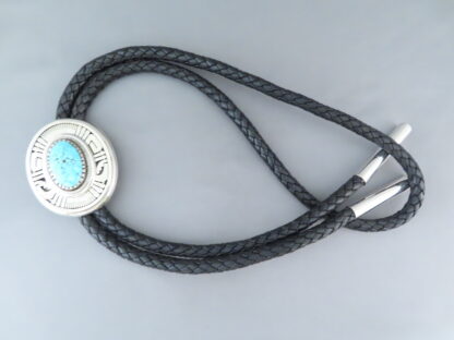 Bolo Tie with Kingman Turquoise by Leonard Nez