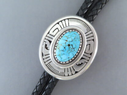 Bolo Tie with Kingman Turquoise by Leonard Nez