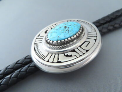 Bolo Tie with Kingman Turquoise by Leonard Nez