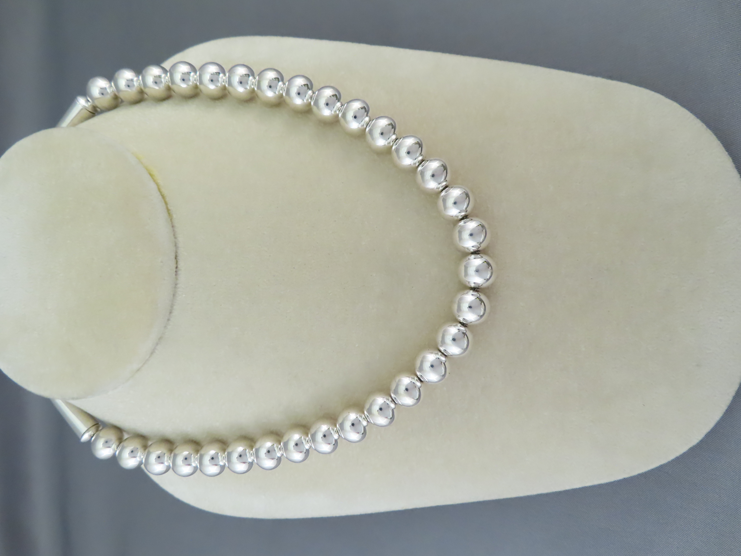 Sterling Silver ‘Navajo Pearls’ Bead Necklace by Artie Yellowhorse (16 1/2″)