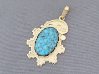 14kt Gold & Lone Mountain Turquoise Pendant by Robert Taylor