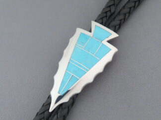 Arrowhead Bolo - Turquoise Inlay Bolo Tie (Arrowhead Shaped) by Native American jeweler, Tim Charlie FOR SALE $465-