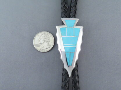 Turquoise Inlay ‘Arrowhead’ Bolo Tie