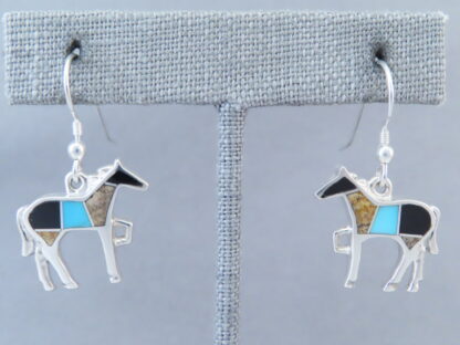 Horse Earrings with Multi-Stone & Turquoise Inlay