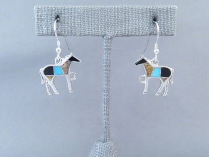 Horse Earrings with Multi-Stone & Turquoise Inlay