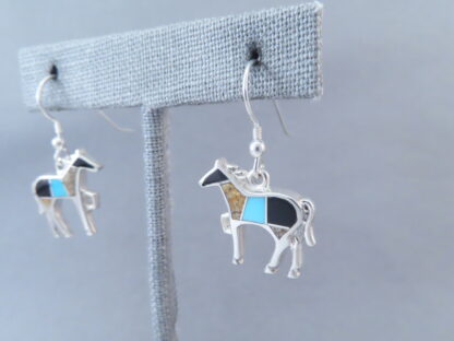 Horse Earrings with Multi-Stone & Turquoise Inlay