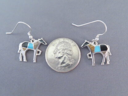 Horse Earrings with Multi-Stone & Turquoise Inlay