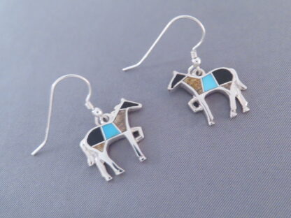 Horse Earrings with Multi-Stone & Turquoise Inlay