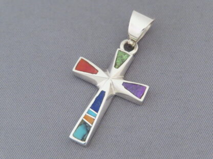 Inlaid Multi-Color Cross Pendant